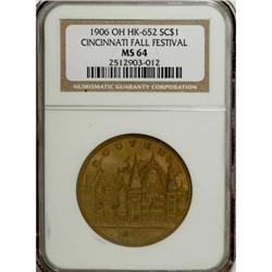 1906 Cincinnati Fall Festival, HK-652, MS64 NGC
