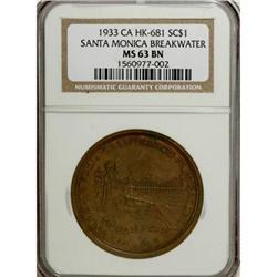 1933 Santa Monica Breakwater, HK-681, MS63 NGC