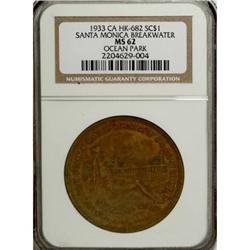 1933 Santa Monica Breakwater, HK-682, MS62 NGC