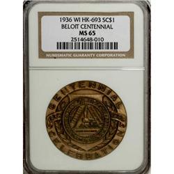 1936 Beloit Centennial, HK-693, MS65 NGC