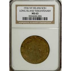 1936 Long Island Tercentenary, HK-694, MS63 NGC