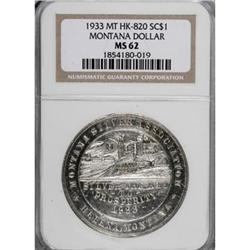 1933 Montana Dollar, HK-820, MS62 NGC