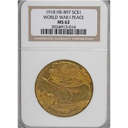 1918 World War I Peace, HK-898, MS62 NGC