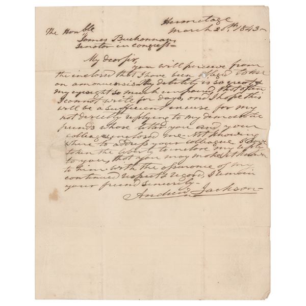 Andrew Jackson Autograph Letter Signed