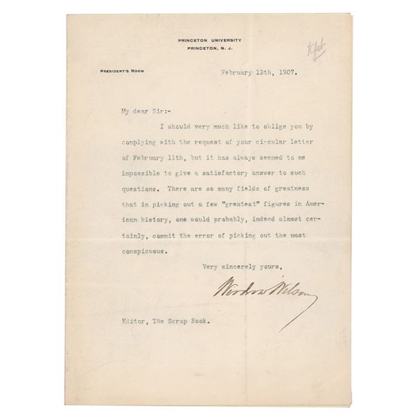Woodrow Wilson Typed Letter Signed
