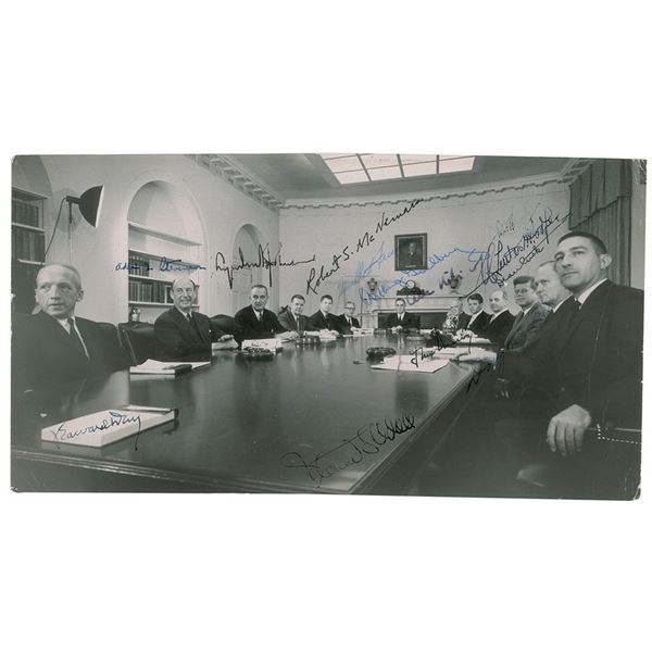 John F. Kennedy and Cabinet Extremely Rare Oversized Signed Photograph