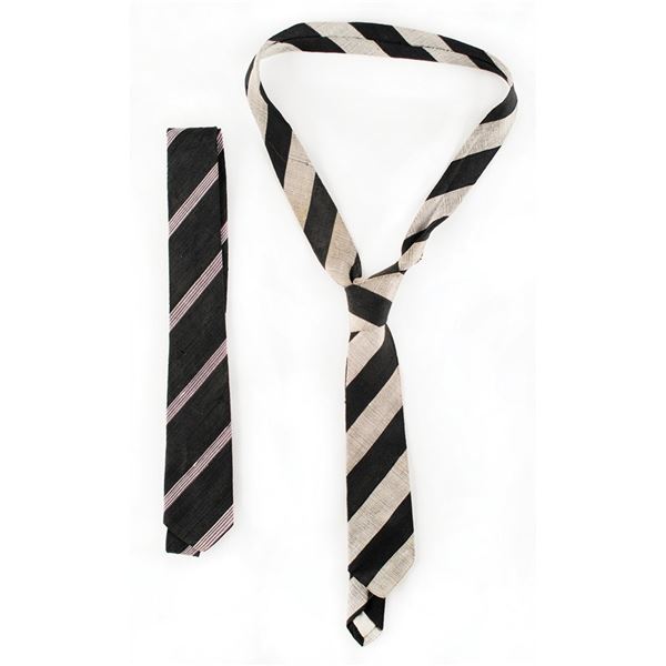 John F. Kennedy's Personally Owned and Worn 2 Neckties with "JFK" Embossed on His Leather Travel Cas