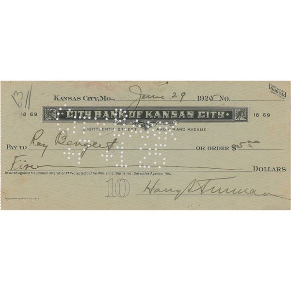 Harry S. Truman Signed Check