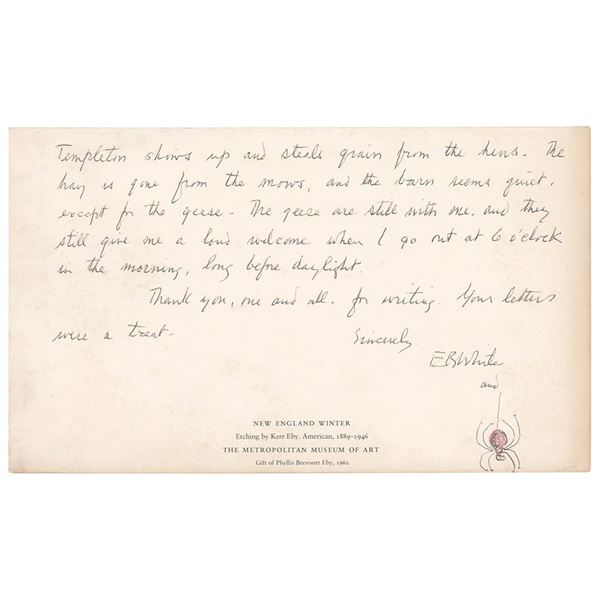 E. B. White Autograph Letter Signed