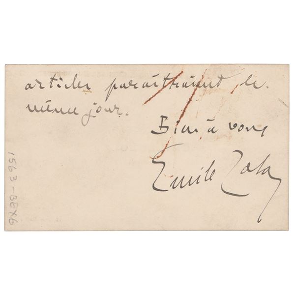 Emile Zola Autograph Letter Signed