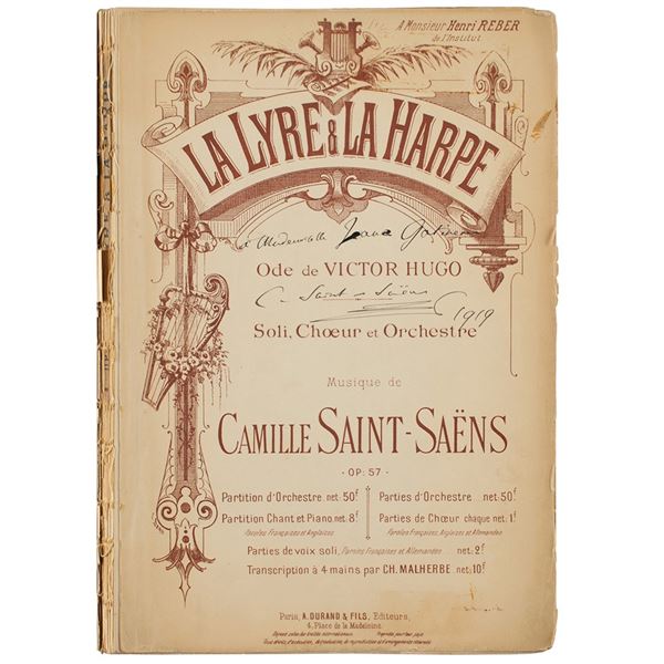 Camille Saint-Saens Signed Sheet Music