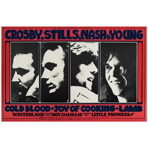 Crosby, Stills, Nash and Young 1969 Concert Poster