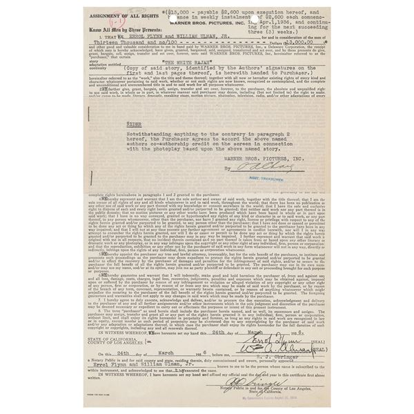 Errol Flynn Document Signed
