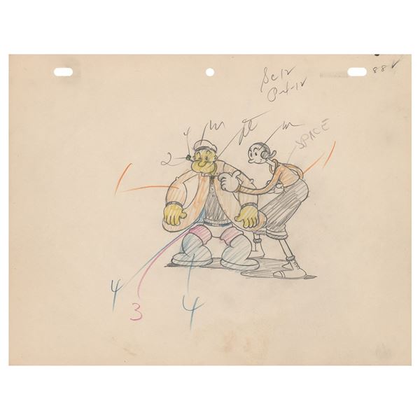 Popeye and Olive Oyl production drawing from Dizzy Divers