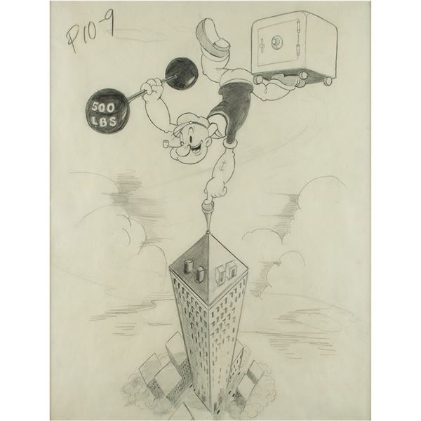 Popeye production poster art drawing from Doing Impossikible Stunts