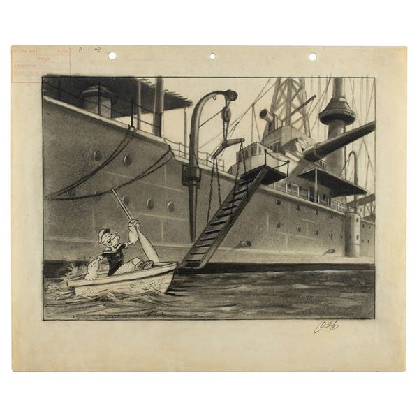 Popeye storyboard drawing from Kickin' the Conga Round