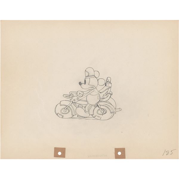 Mickey Mouse and Donald Duck production drawing from The Dognapper