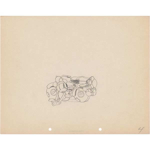 Mickey Mouse and Donald Duck production drawing from The Dognapper