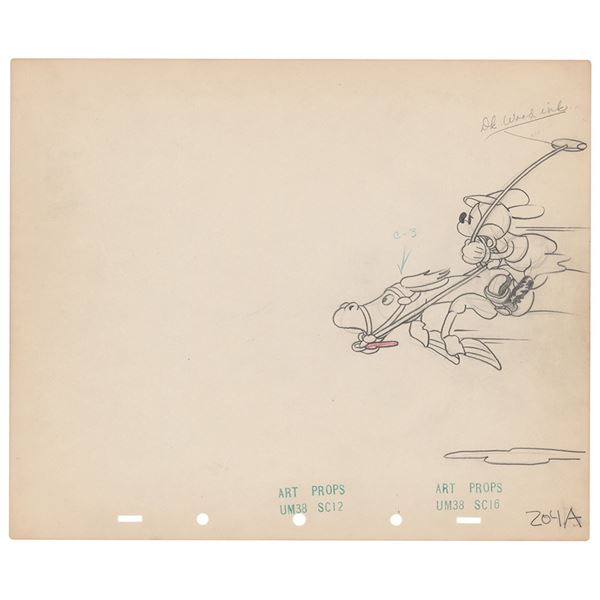 Mickey Mouse and horse production drawing from Mickey's Polo Team