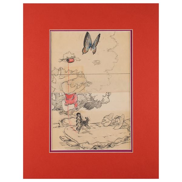 Grumpy and Happy storyboard concept gag drawings from Snow White and the Seven Dwarfs