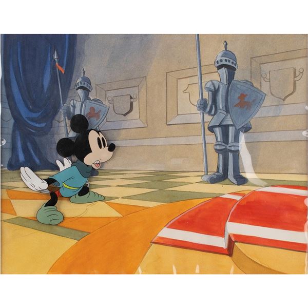 Mickey Mouse production cel and hand-painted presentation background from The Brave Little Tailor