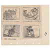 Image 1 : Pinocchio, Lampwick, and Coachman (4) production storyboard drawings from Pinocchio