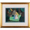 Image 2 : Alice and Pencil Bird production cels on production master background from Alice in Wonderland