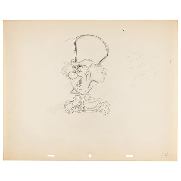 The Mad Hatter production drawing from Alice in Wonderland