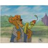 Image 1 : Prince John and Sir Hiss production cels on a production background from Robin Hood