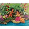Image 1 : Mowgli and Girl 3-D lenticular artwork from The Jungle Book