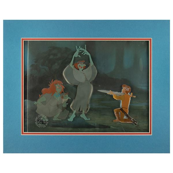 Taran, Orddu, Orwen, and Orgoch production key master background set-up from The Black Cauldron