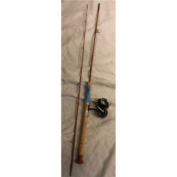 Arjoi split cane 2 piece spinning rod made in Sweden w/Garcia Mitchell 305 spinning reel