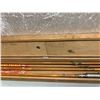 Image 3 : 4 pc. antique split-cane fishing rod w/wooden case - needs some repair