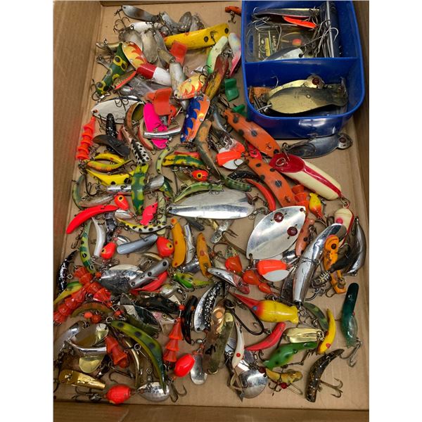 Box of assorted vintage fishing lures