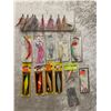 Image 1 : Group of assorted ocean fishing lures - buzz bombs & hoochies
