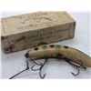 Image 2 : Helin Tackle company Vintage 4" wooden flatfish fishing lure w/orginal box