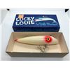 Image 1 : Vintage lucky louie by Bill Minser "white red gill" 5 1/2" fishing plug w/orginal box