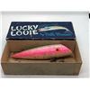 Image 1 : Vintage lucky louie by Bill Minser "silver pearl pink" 5 1/2" fishing plug w/orginal box