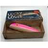 Image 1 : Vintage lucky louie by Bill Minser "pearl pink" 5 1/2" fishing plug w/orginal box