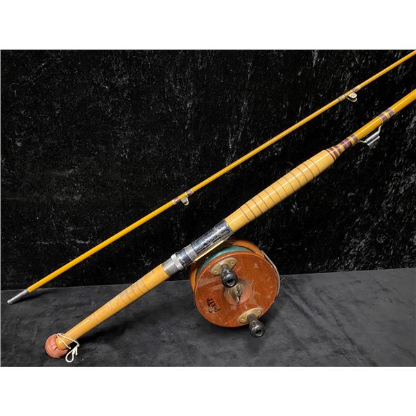 8ft Peetz trolling rod complete w/ 6" classic wooden peetz reel