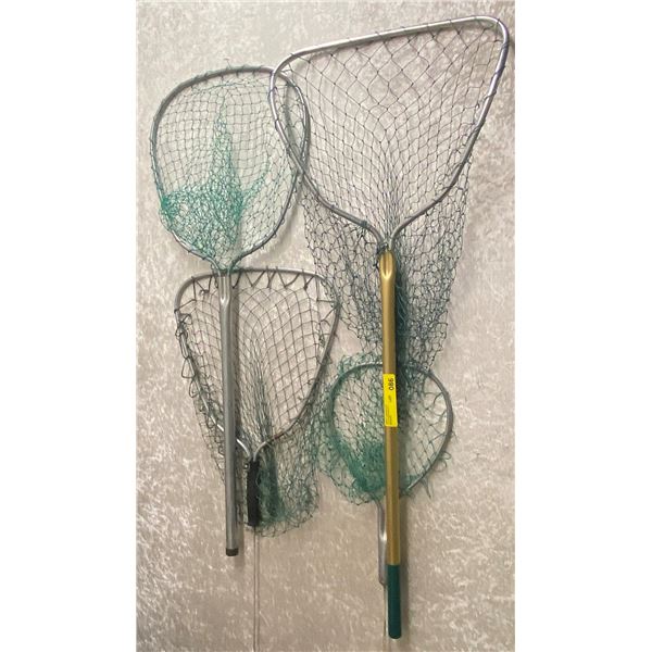 Group of four assorted trout nets