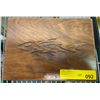 Image 1 : Carved wooden fisherman's large fly box with assorted flies