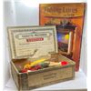 Image 1 : Vintage cigar box w/ 18 assorted vintage fishing lures & one collectable tackie hardcover book