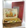 Image 1 : Vintage cigar box w/ 18 assorted vintage fishing lures & one collectable tackie hardcover book