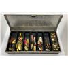 Image 2 : Two Umco aluminium fishing lure boxes filled with assorted spoons & lures & two collectable fishing 