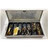 Image 3 : Two Umco aluminium fishing lure boxes filled with assorted spoons & lures & two collectable fishing 