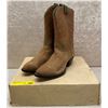 Image 1 : Pair of Tony Lama ruff out brown cowboy boots - size 12 (NOS)