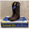 Image 1 : Pair of Panhandle slim brown shoulders chocolate cowboy boots - size 7.5 (NOS)
