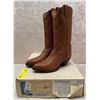 Image 1 : Pair of Tony Lama veal autum rust cowboy boots size 7 (NOS)