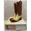 Image 1 : Pair of Tony Lama rust toe/upper bone bottom cowboy boots size 8 (NOS)